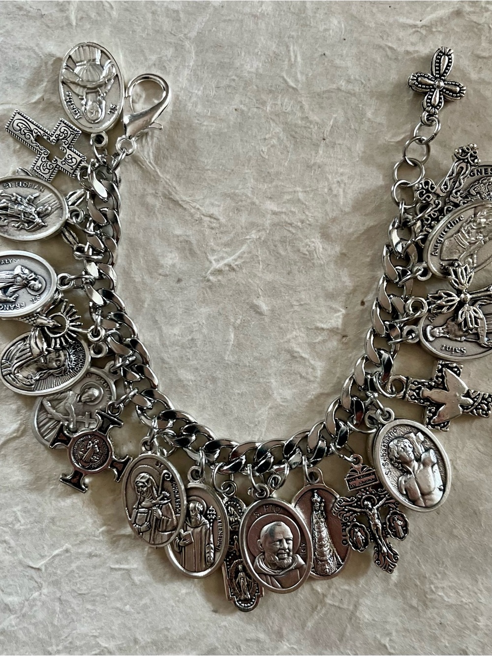 CHARM BRACELET Italian Roman Saints Catholic Medals Patron Saints - Picture 8 of 12